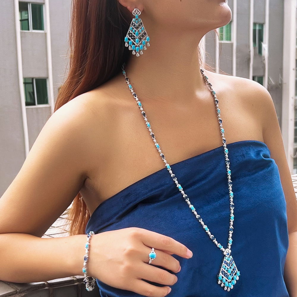 CWWZircons 4pcs Elegant Blue T - Ethnic Fashion Dubai ulasan dan harga