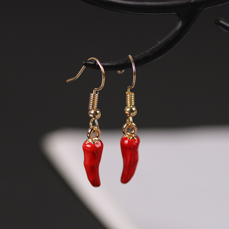 Cute Red Pepper Earrings Pendi - Ethnic Fashion Sale ulasan dan harga